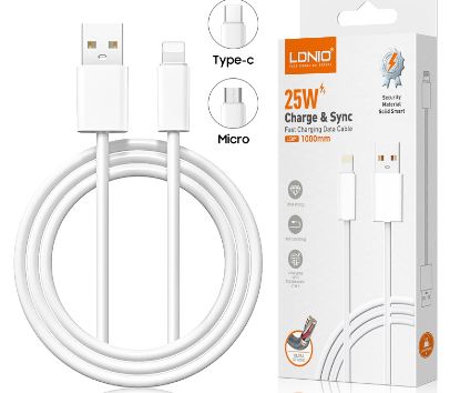 Replacement for LDNIO LS891 25W MICRO CA101 FAST USB DATA CABLE - Quality Phone Parts in Sri Lanka